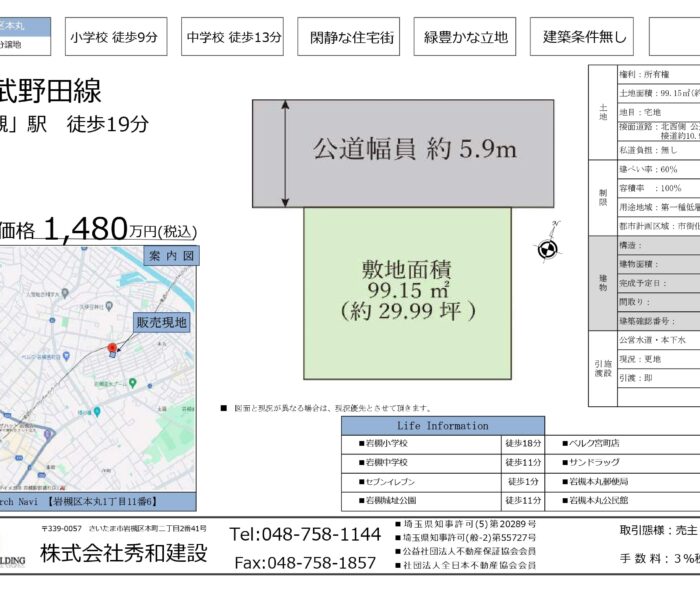 岩槻区本丸【土地】自社物件　　　　　　　　　＿